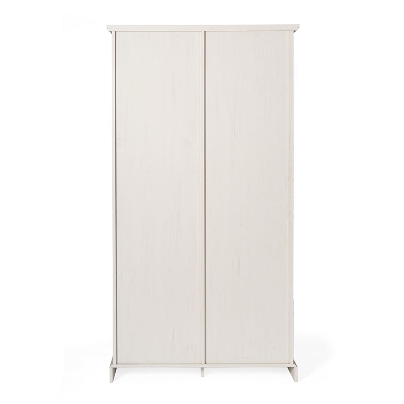 Farmhouse Storage Cabinet with Adjustable Shelves and Sliding Barn Door - White