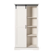 Farmhouse Storage Cabinet with Adjustable Shelves and Sliding Barn Door - White