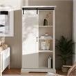 Farmhouse Storage Cabinet with Adjustable Shelves and Sliding Barn Door - White