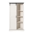 Farmhouse Storage Cabinet with Adjustable Shelves and Sliding Barn Door - White