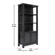 3 Tier Farmhouse Style Storage Cabinet Bookshelf with Glass Doors - Black