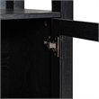 3 Tier Farmhouse Style Storage Cabinet Bookshelf with Glass Doors - Black