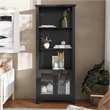 3 Tier Farmhouse Style Storage Cabinet Bookshelf with Glass Doors - Black