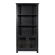 3 Tier Farmhouse Style Storage Cabinet Bookshelf with Glass Doors - Black