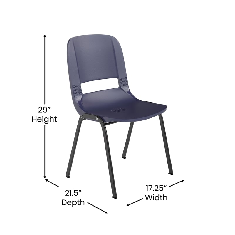 661 lb. Capacity Navy Ergonomic Stack Chair w/ Black Frame-16