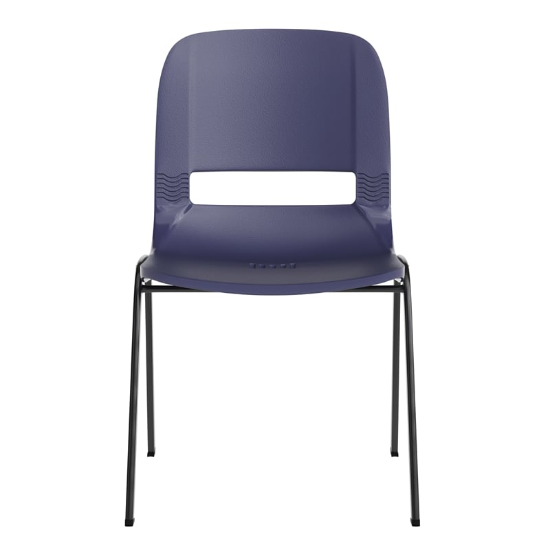 661 lb. Capacity Navy Ergonomic Stack Chair w/ Black Frame-16