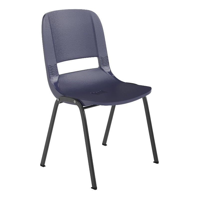 661 lb. Capacity Navy Ergonomic Stack Chair w/ Black Frame-16
