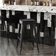 All-Weather Black Commercial Backless Bar Stools-Black Poly Seat-4 PK