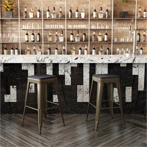 All-Weather GN Commercial Backless Bar Stools-Black Poly Seat-4 PK