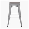 All-Weather Silver Commercial Backless Bar Stools-Gray Poly Seat-4 PK