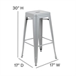 All-Weather Silver Commercial Backless Bar Stools-Gray Poly Seat-4 PK