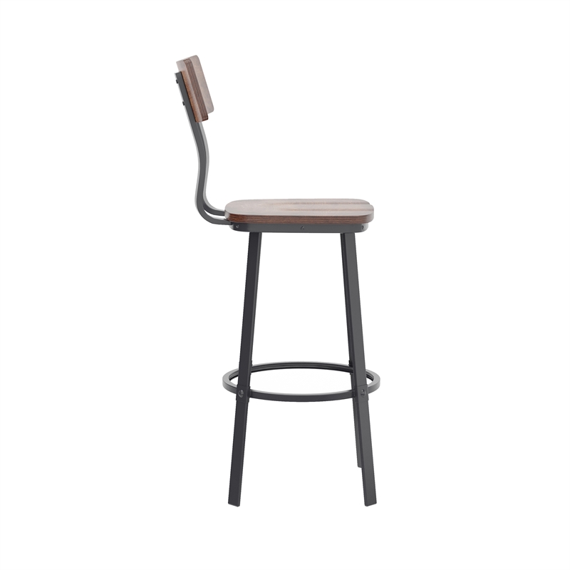 Ant Copper Restaurant Barstool with Wood Seat & Back & Gray Powder Coat Frame