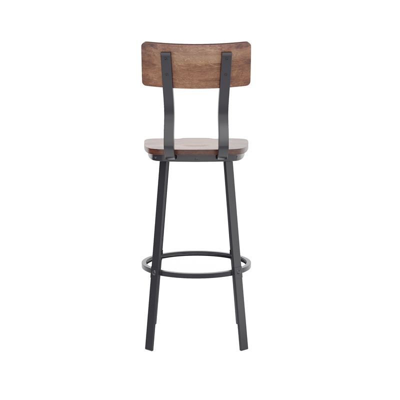 Ant Copper Restaurant Barstool with Wood Seat & Back & Gray Powder Coat Frame