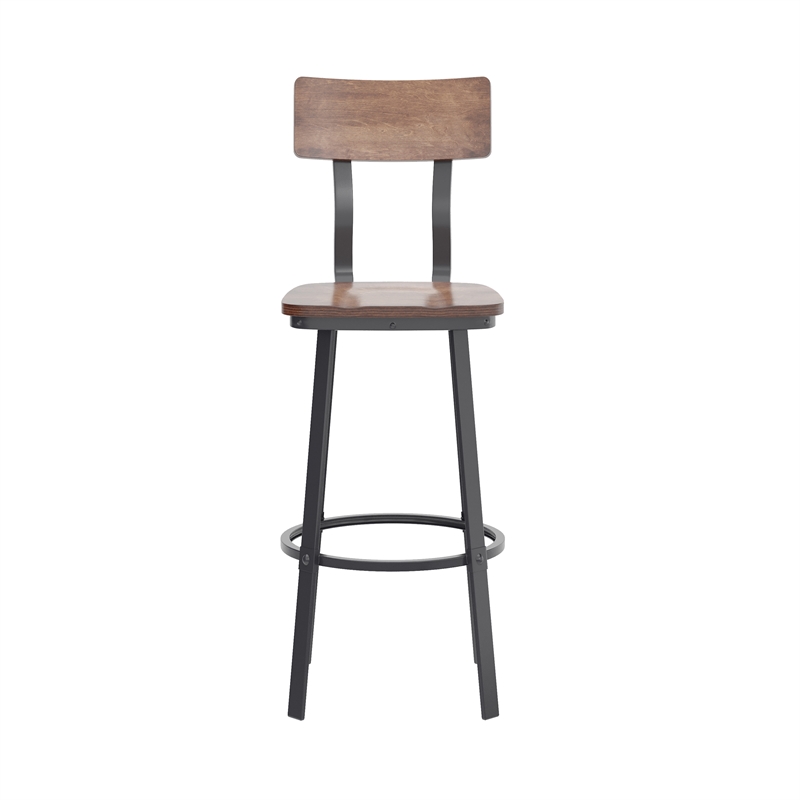 Ant Copper Restaurant Barstool with Wood Seat & Back & Gray Powder Coat Frame