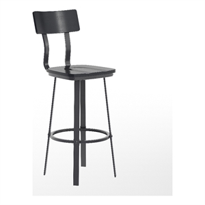 Black Restaurant Barstool with Wood Seat & Back & Black Powder Coat Frame