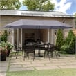 Gray Commercial 15' Triple Head Patio Umbrella with Crank and Easy Lift Function