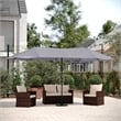 Gray Commercial 15' Triple Head Patio Umbrella with Crank and Easy Lift Function