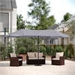 Gray Commercial 15' Triple Head Patio Umbrella with Crank and Easy Lift Function