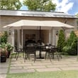Tan Commercial 15' Triple Head Patio Umbrella with Crank and Easy Lift Function