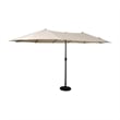 Tan Commercial 15' Triple Head Patio Umbrella with Crank and Easy Lift Function