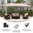 Tan Commercial 15' Triple Head Patio Umbrella with Crank and Easy Lift Function