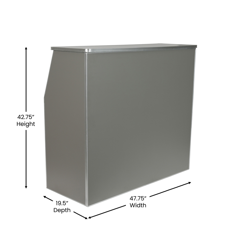 4' Slate Gray Laminate Foldable Portable Event Bar - Catering/Bartender Bar