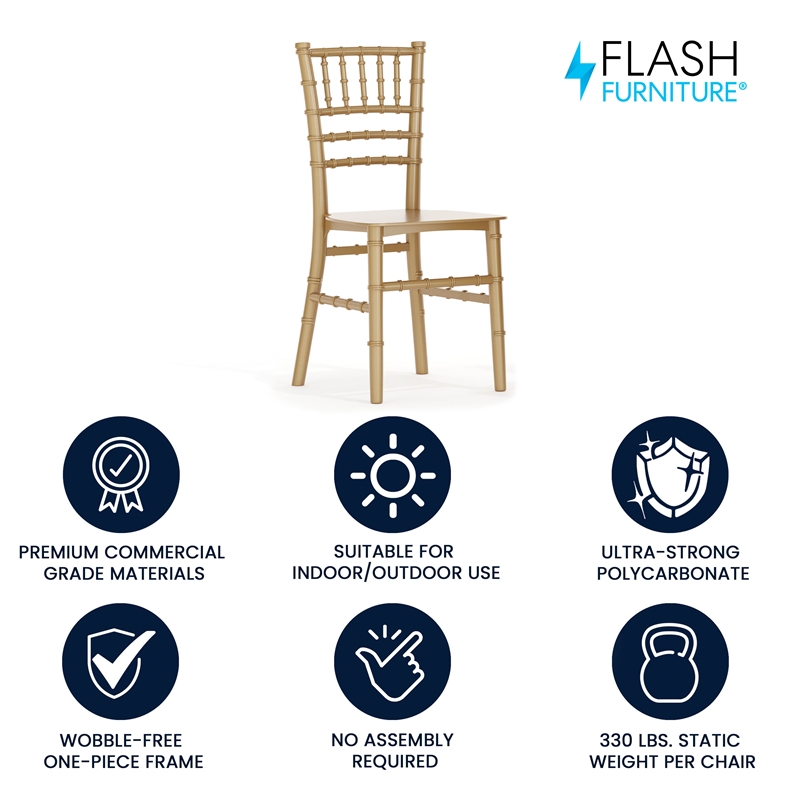 Child's Classic Resin Chiavari Chair for All Occasions in Gold