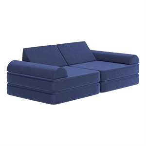 56&quot Soft Foam Modular Kids Play Couch with 6 Sectional Sofa Pieces in Blue