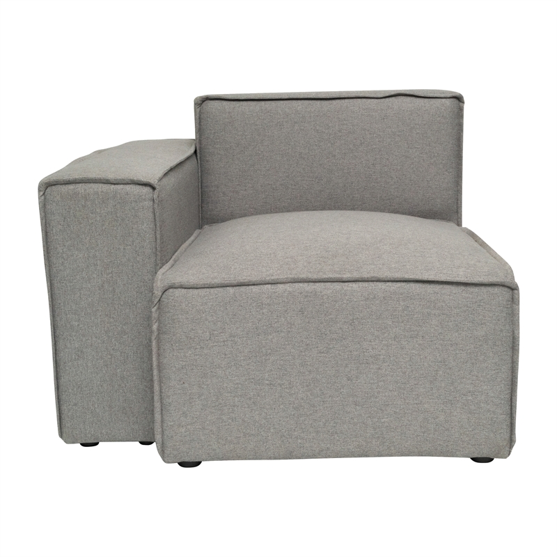 Contemporary Modular Sectional Sofa Left Side Chair with Armrest - Gray Fabric