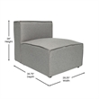 Contemporary Modular Sectional Sofa Armless Middle Chair in Gray Fabric