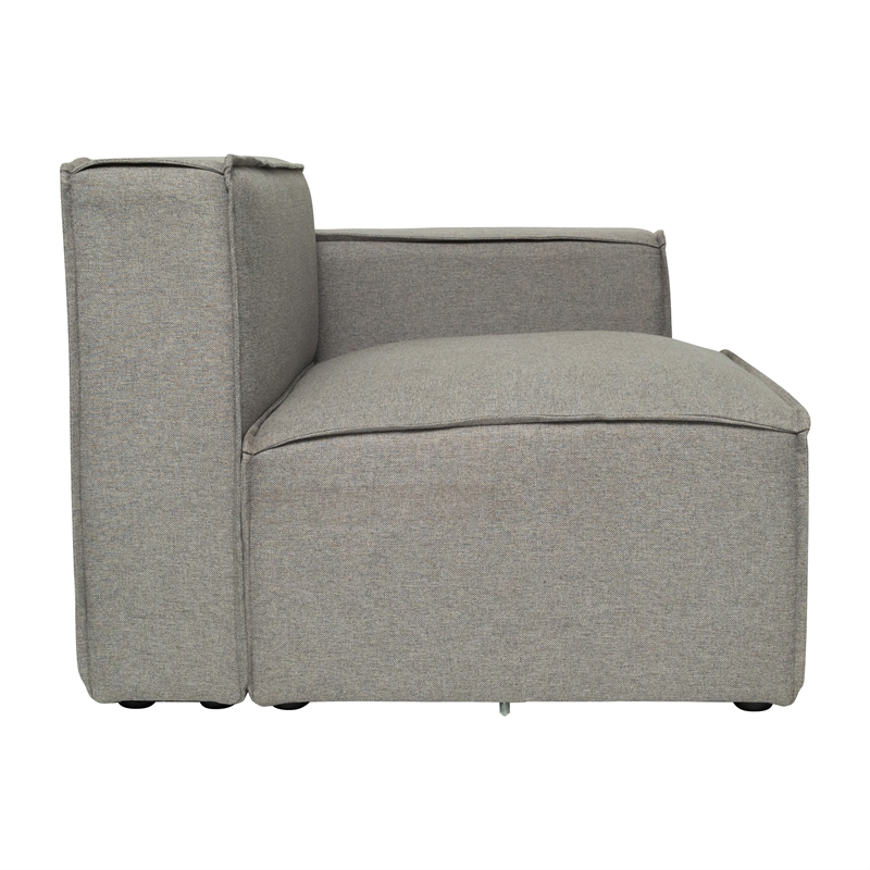 Contemporary Modular Sectional Sofa Right Side Chair with Armrest - Gray Fabric
