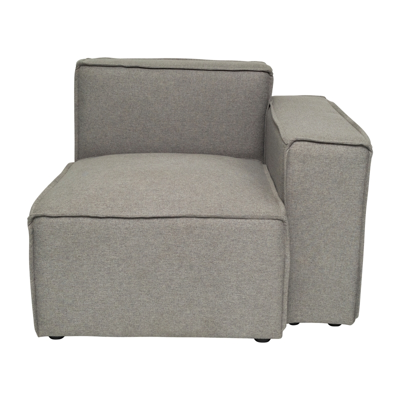 Contemporary Modular Sectional Sofa Right Side Chair with Armrest - Gray Fabric
