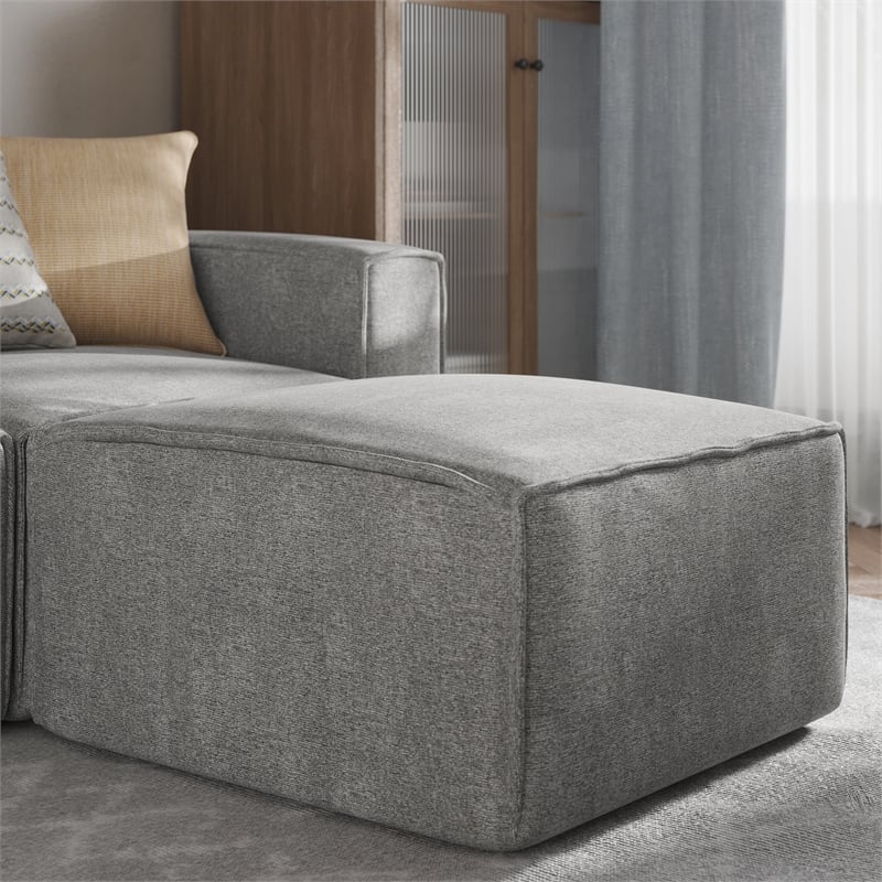 Flash Furniture Contemporary Modular Sectional Sofa Ottoman in Gray Fabric