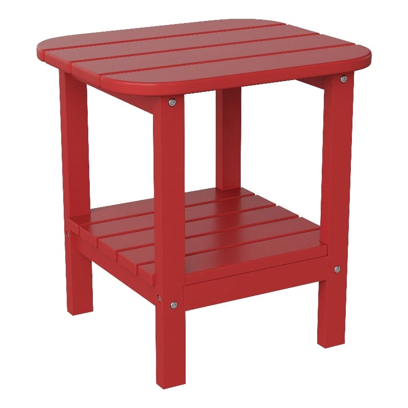 Commercial Grade All-Weather Adirondack Style Patio Side Table in Red