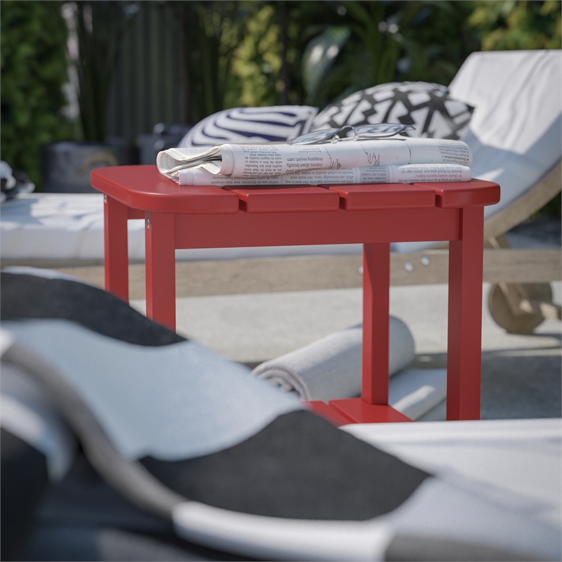 Commercial Grade All-Weather Adirondack Style Patio Side Table in Red