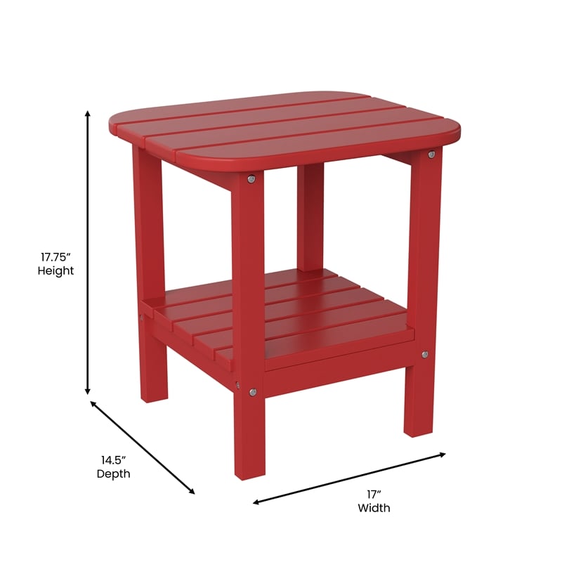 Commercial Grade All-Weather Adirondack Style Patio Side Table in Red