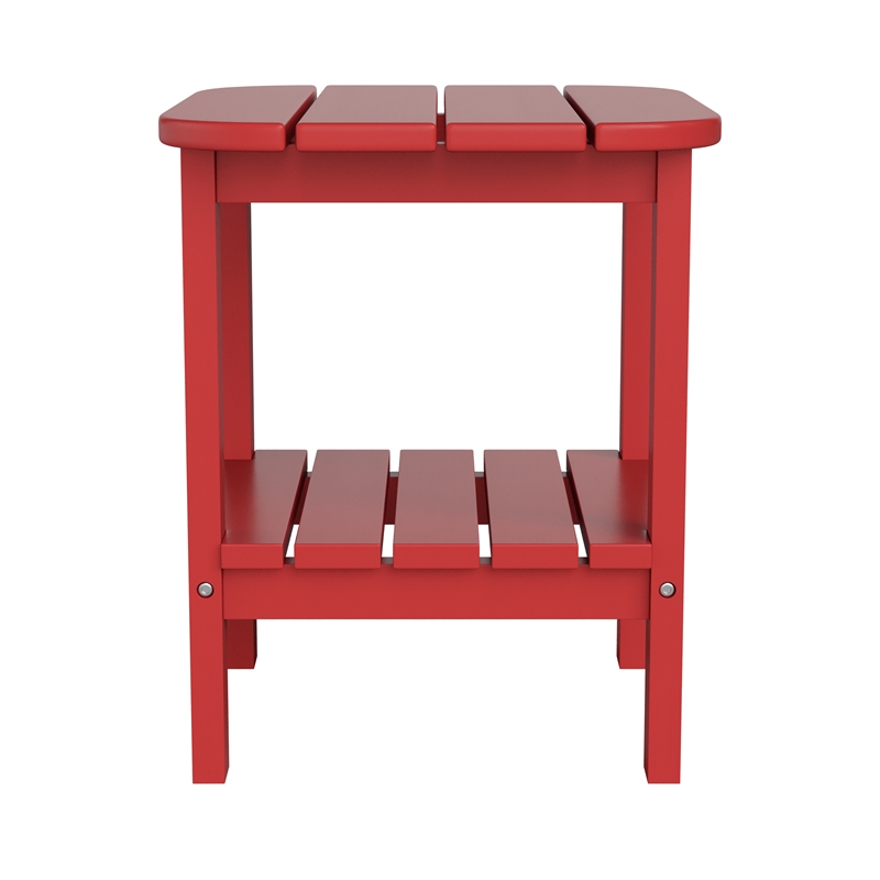 Commercial Grade All-Weather Adirondack Style Patio Side Table in Red