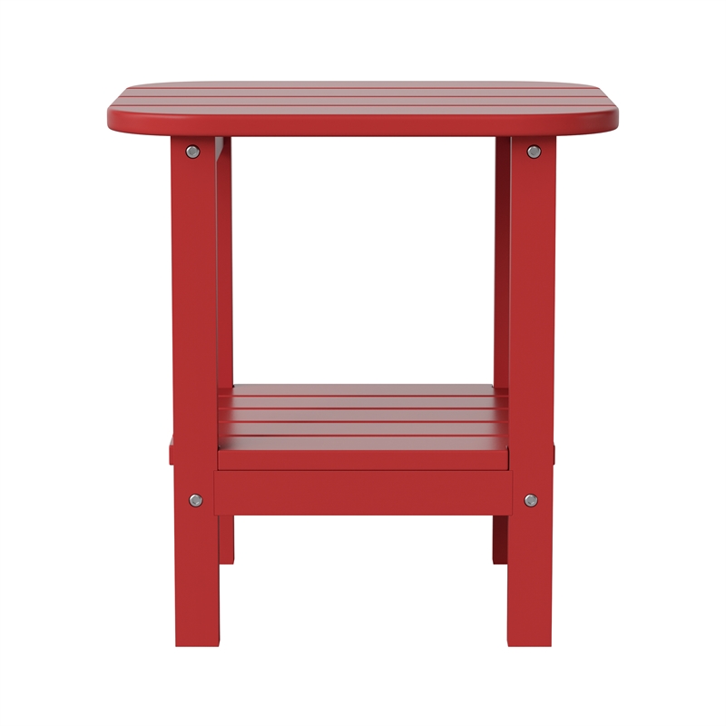 Commercial Grade All-Weather Adirondack Style Patio Side Table in Red