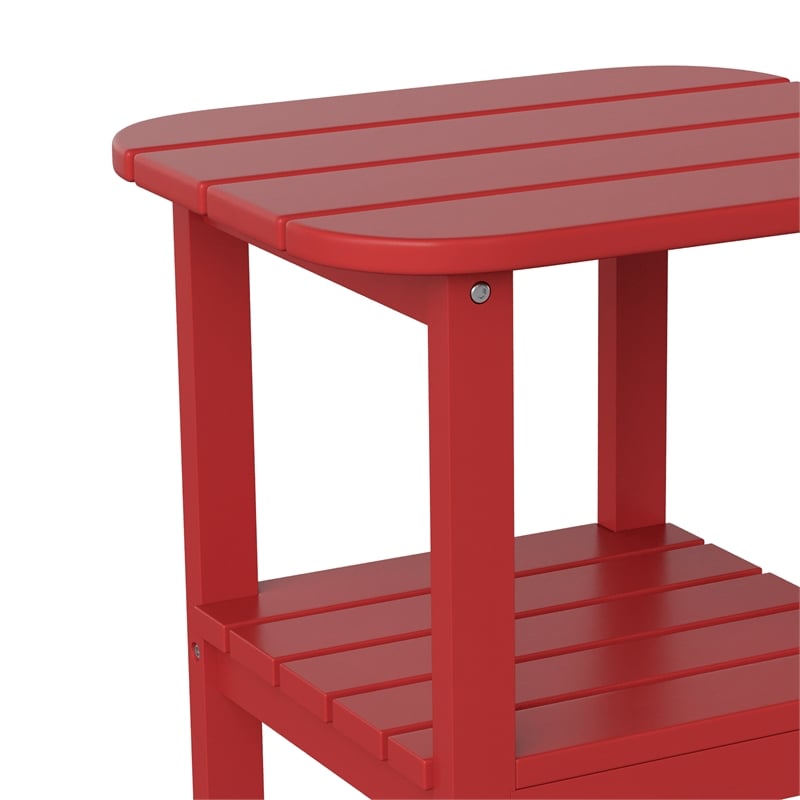 Commercial Grade All-Weather Adirondack Style Patio Side Table in Red
