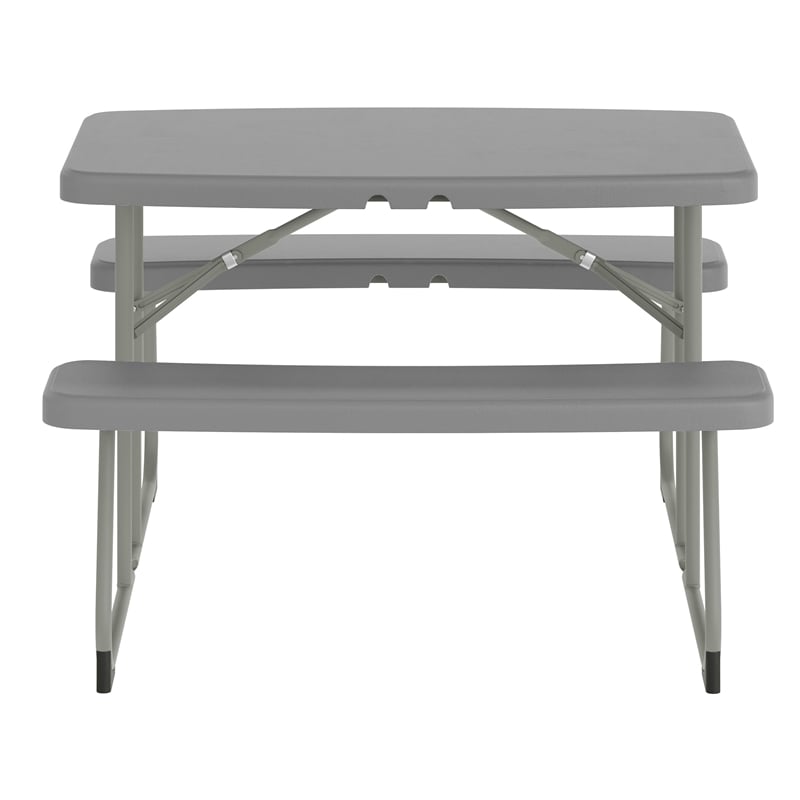 Indoor/Outdoor Commercial Grade Kids Gray Folding Picnic Table with Benches