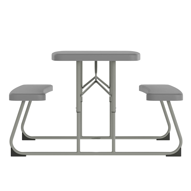Indoor/Outdoor Commercial Grade Kids Gray Folding Picnic Table with Benches