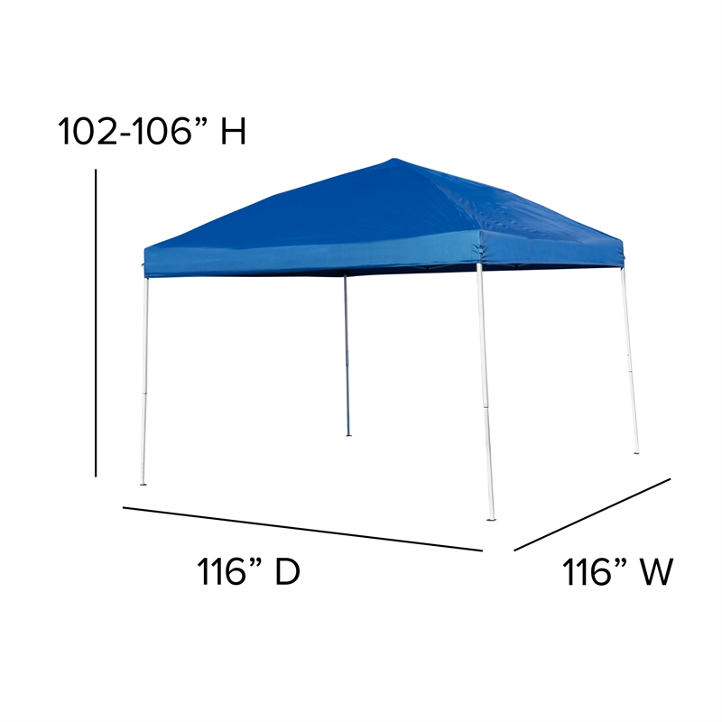 10' x 10' Blue Pop Up Canopy Folding Table and 4 White Folding Chairs Bundle