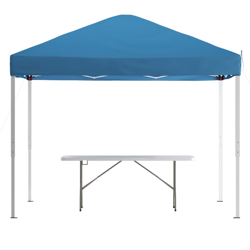 10' x 10' Blue Pop Up Canopy Tent and 6 Ft. Bi-Fold Table with Carrying Handle