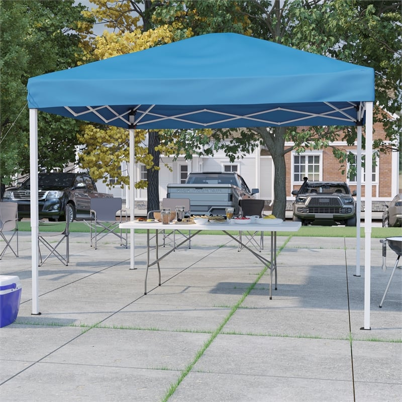 10' x 10' Blue Pop Up Canopy Tent and 6 Ft. Bi-Fold Table with Carrying Handle