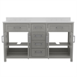 60 Inch Bathroom Vanity with 2 Sinks 2 Storage Cabinets and 6 Drawers in Gray