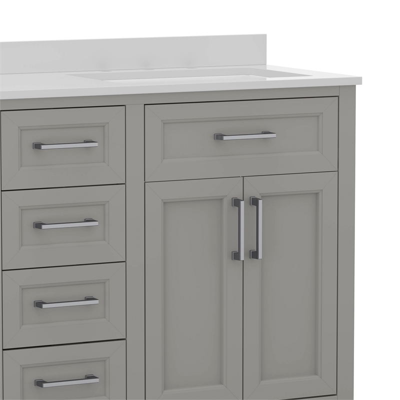 60 Inch Bathroom Vanity with 2 Sinks 2 Storage Cabinets and 6 Drawers in Gray