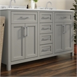 60 Inch Bathroom Vanity with 2 Sinks 2 Storage Cabinets and 6 Drawers in Gray