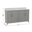 60 Inch Bathroom Vanity with 2 Sinks 2 Storage Cabinets and 6 Drawers in Gray
