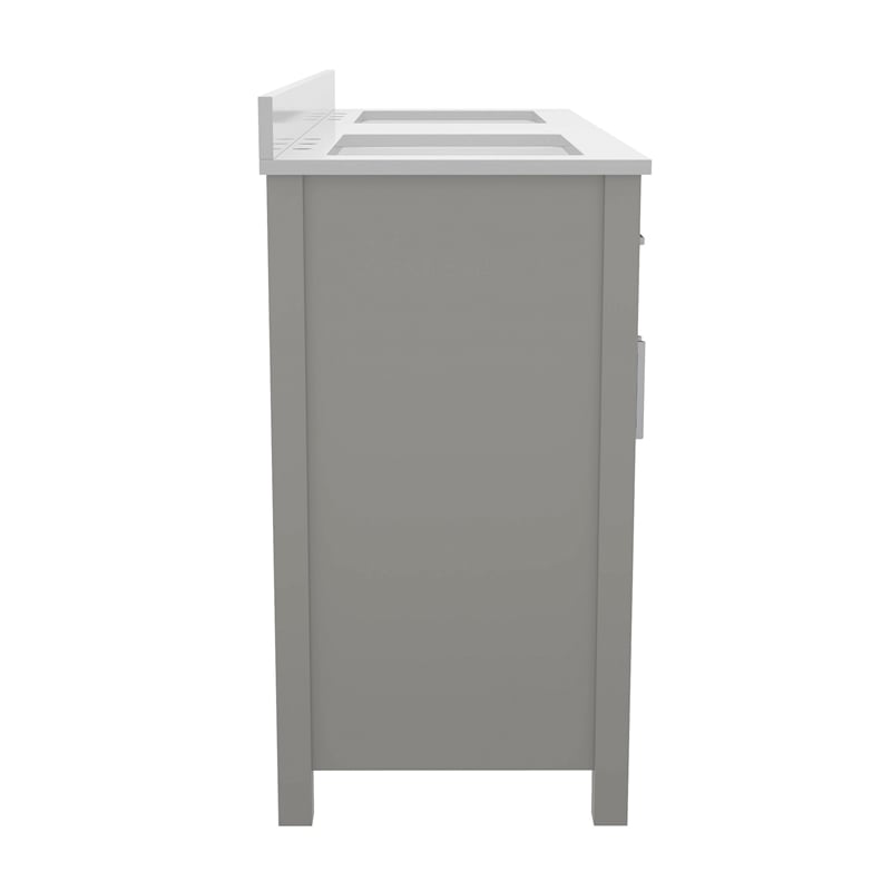 60 Inch Bathroom Vanity with 2 Sinks 2 Storage Cabinets and 6 Drawers in Gray