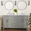 60 Inch Bathroom Vanity with 2 Sinks 2 Storage Cabinets and 6 Drawers in Gray